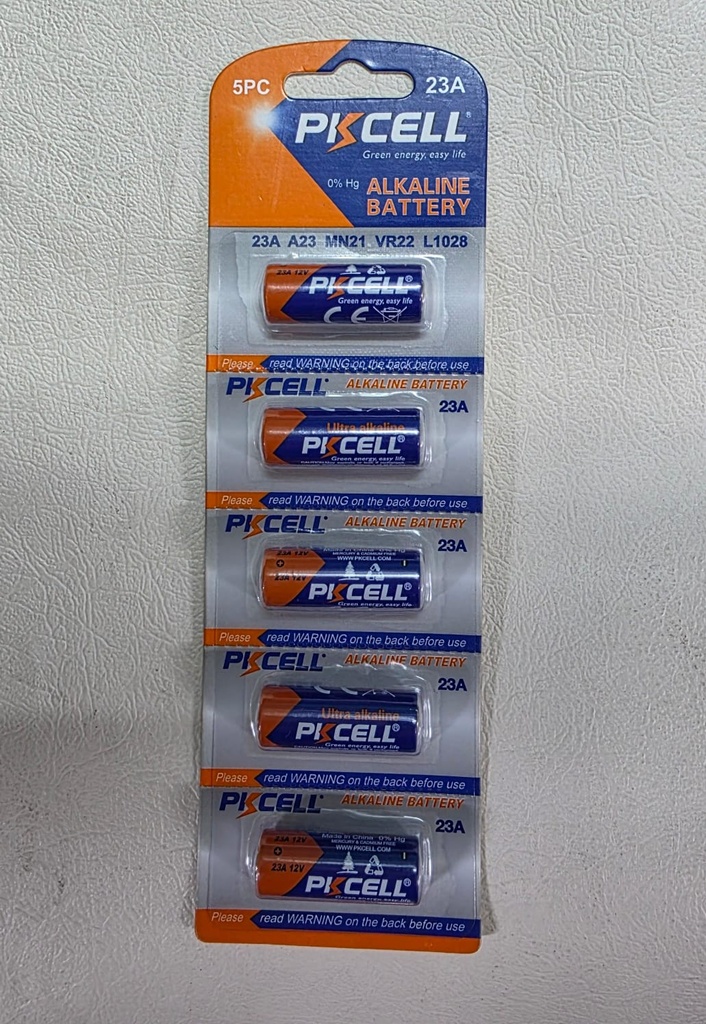Batería Alcalina PKCELL 12V para control remoto de alarma/auto |23A-5B|