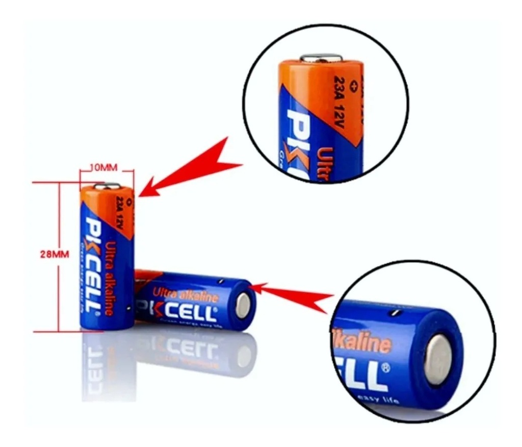 Batería Alcalina PKCELL 12V para control remoto de alarma/auto |23A-5B|