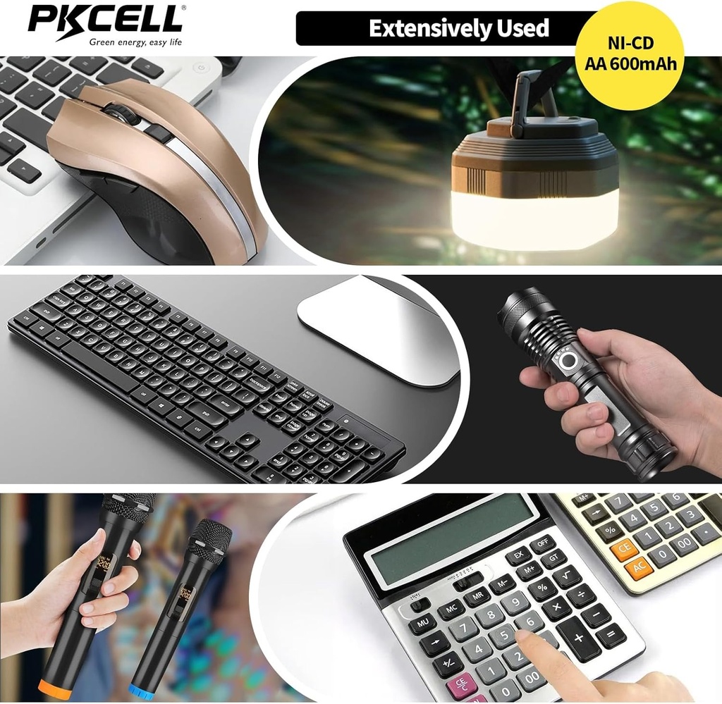 Pila Recargable PKCELL 1.2V AA 600mAh Ni-MH - Blíster x 4 Und. |AA600-4B|